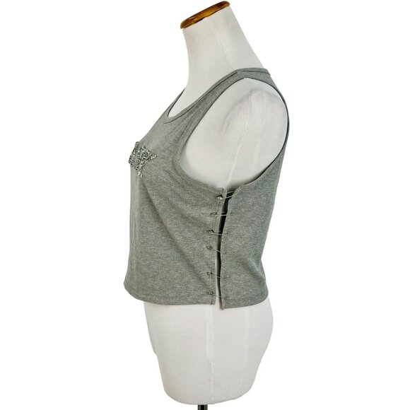 NWOT RARE Akira Gray & Silver Shimmering 3D  "Tasty" & Safety-Pinned Sides Sexy - Picture 8 of 15